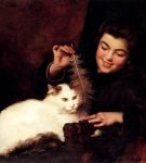 Картина Антуана Жан Бейля «Девочка с белой кошкой»