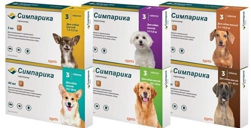 Таблетки Симпарика для лечения генерализованного демодекоза у щенков и собак