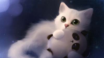 White Kitten Art Wallpaper